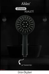 Star 3 Fonksiyonlu Mat Siyah Geniş Yüzey Duş Başlığı