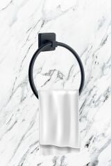 Pasifik Kare Mat Siyah Paslanmaz Yuvarlak Havluluk