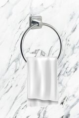 Pasifik Kare Krom Ikili Askılık Kapaklı Tuvalet Kağıtlık Yuvarlak Havluluk Üçlü Banyo Set