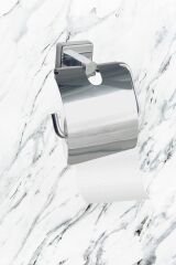 Pasifik Kare Krom Ikili Askılık Kapaklı Tuvalet Kağıtlık Yuvarlak Havluluk Üçlü Banyo Set