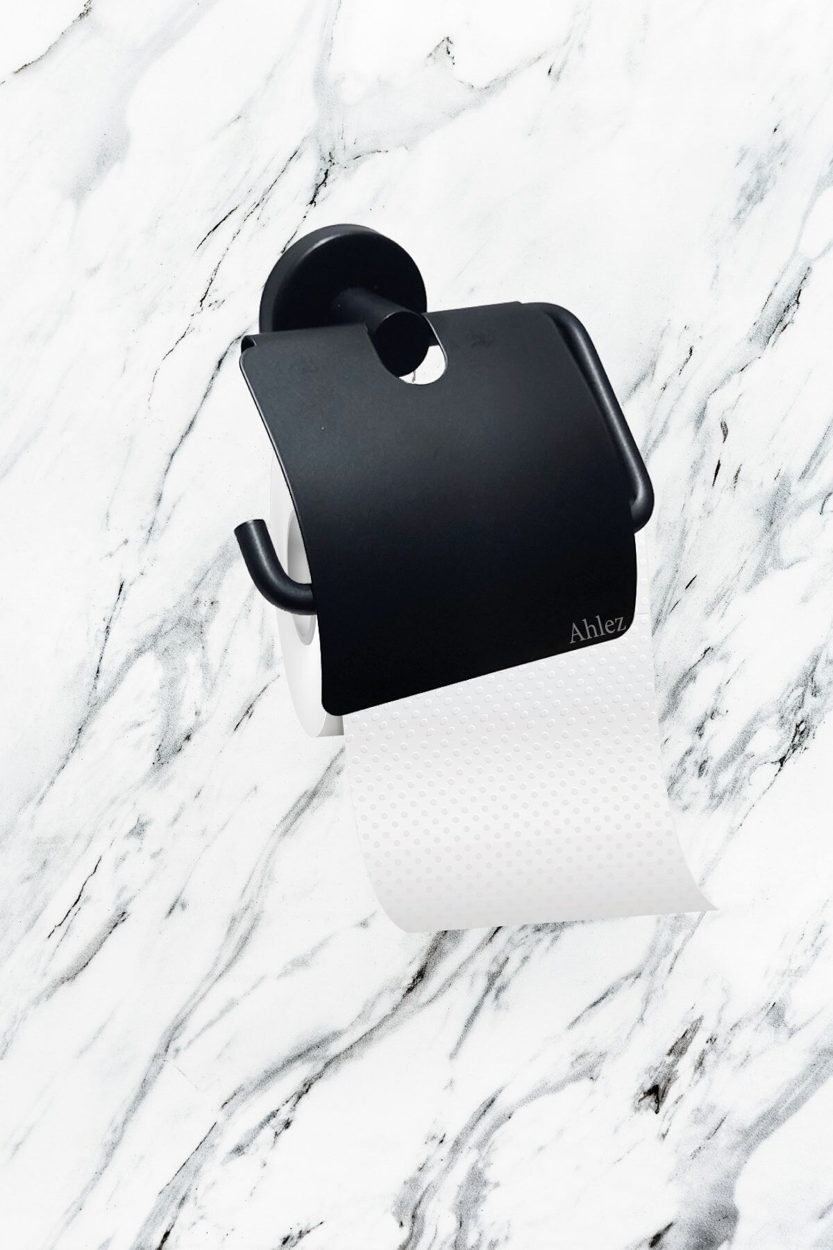 Ceylan Mat Siyah Paslanmaz Kapaklı Tuvalet Kağıtlığı - Kağıtlık