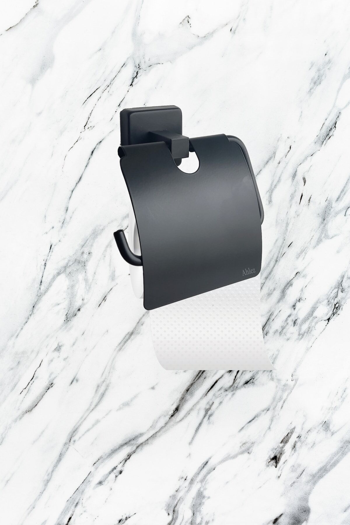 Pasifik Kare Mat Paslanmaz Siyah Kapaklı Tuvalet Kağıtlığı - Kağıtlık