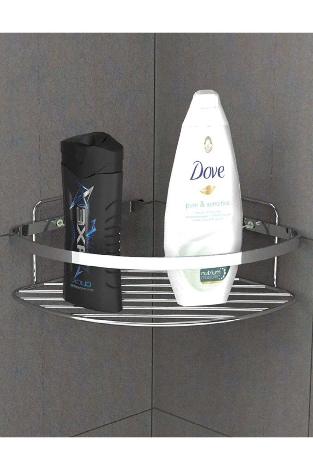 Ömür Boyu Paslanmaz Krom Tek Katlı Köşe Süngerlik Şampuanlık Duş Rafı