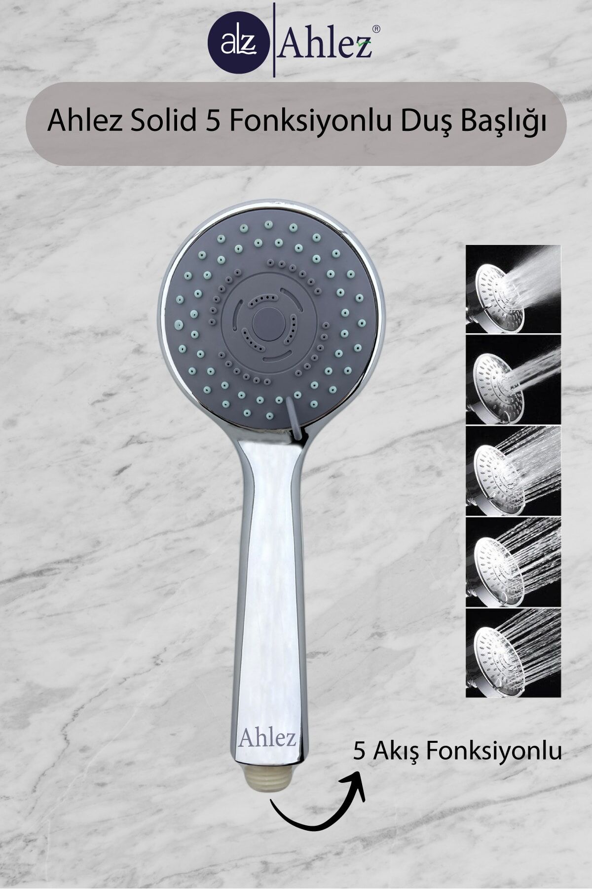 Solid 5 Fonksiyonlu Duş Başlığı Poşet Ambalaj