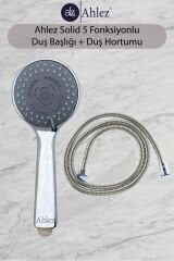 Solid 5 Fonksiyonlu Duş Başlığı + Duş Hortumu Duş Sistemi Duş Takımı