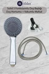 Solid 5 Fonksiyonlu Duş Başlığı + Duş Hortumu + Vakum Mafsal Duş Takımı