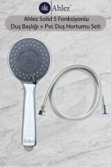 Solid 5 Fonksiyonlu Duş Başlığı + Banyo Pvc Spiral Hortum Duş Seti Duş Takımı