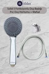 Solid 5 Fonksiyonlu Duş Başlığı + Pvc Duş Hortumu + Mafsal Duş Takımı Duş Seti
