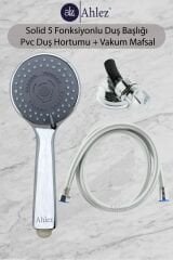 Solid 5 Fonksiyonlu Duş Başlığı + Pvc Duş Hortumu + Vakum Mafsal Duş Takımı