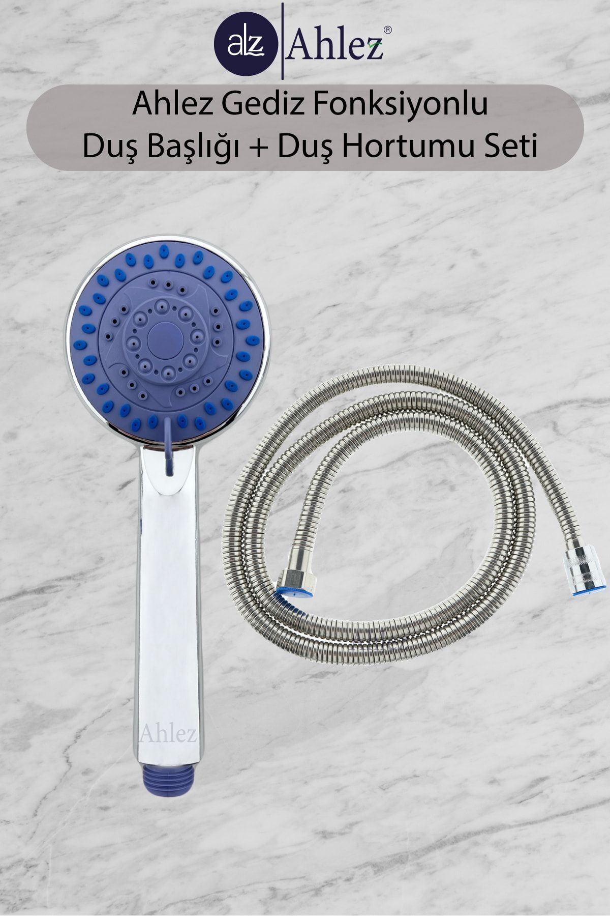 Gediz 5 Fonksiyonlu Duş Başlığı + Spiral Duş Hortumu Duş Takımı Duş Seti