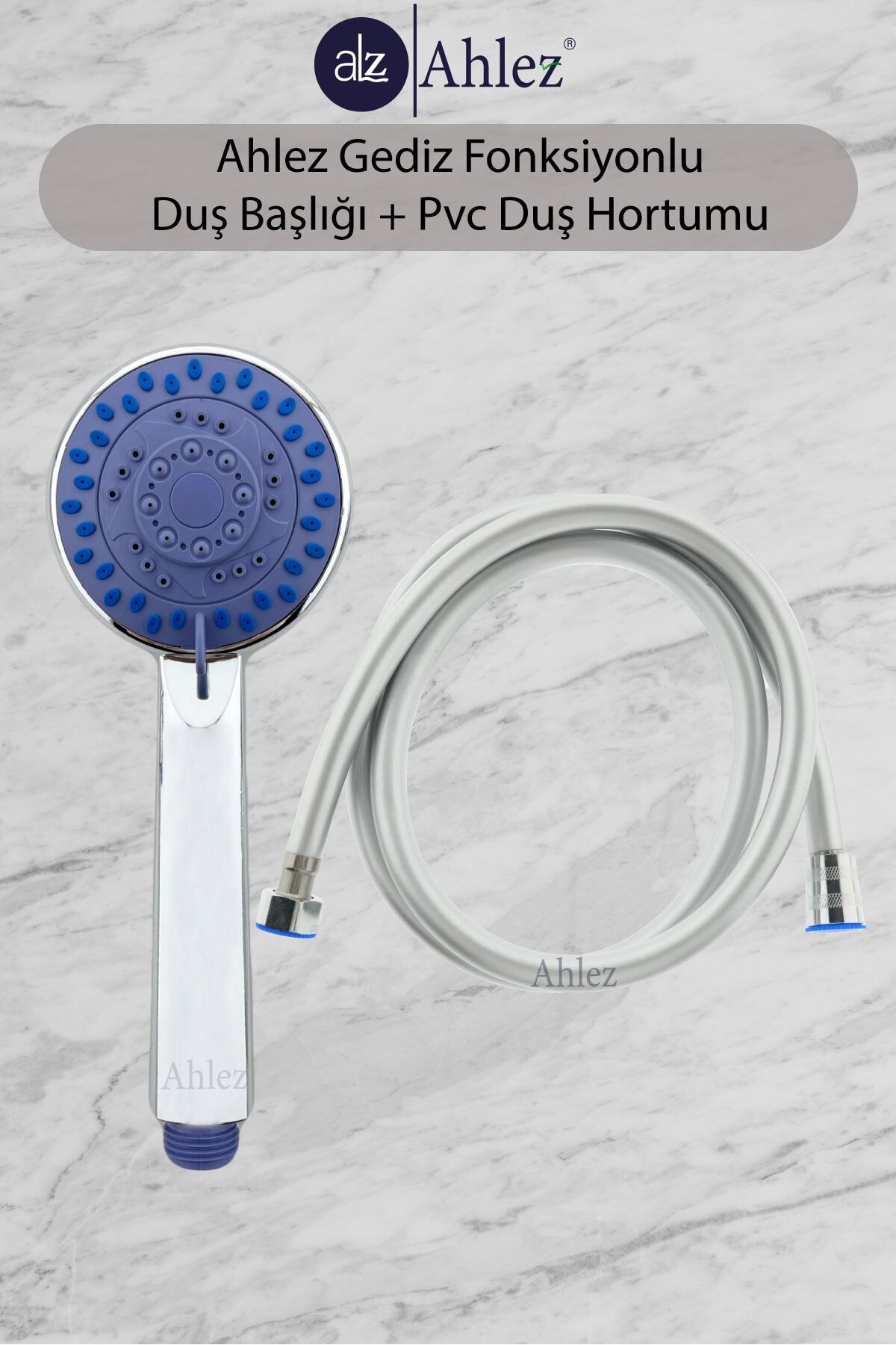 Gediz 5 Fonksiyonlu Duş Başlığı + Pvc Duş Hortumu Duş Takımı Duş Seti