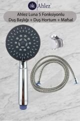 Luna 5 Fonksiyonlu Duş Başlığı + Duş Hortumu + Büyük Mafsal Duş Takımı Duş Seti