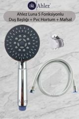 Luna 5 Fonksiyonlu Duş Başlığı + Pvc Duş Hortumu + Mafsal Duş Seti