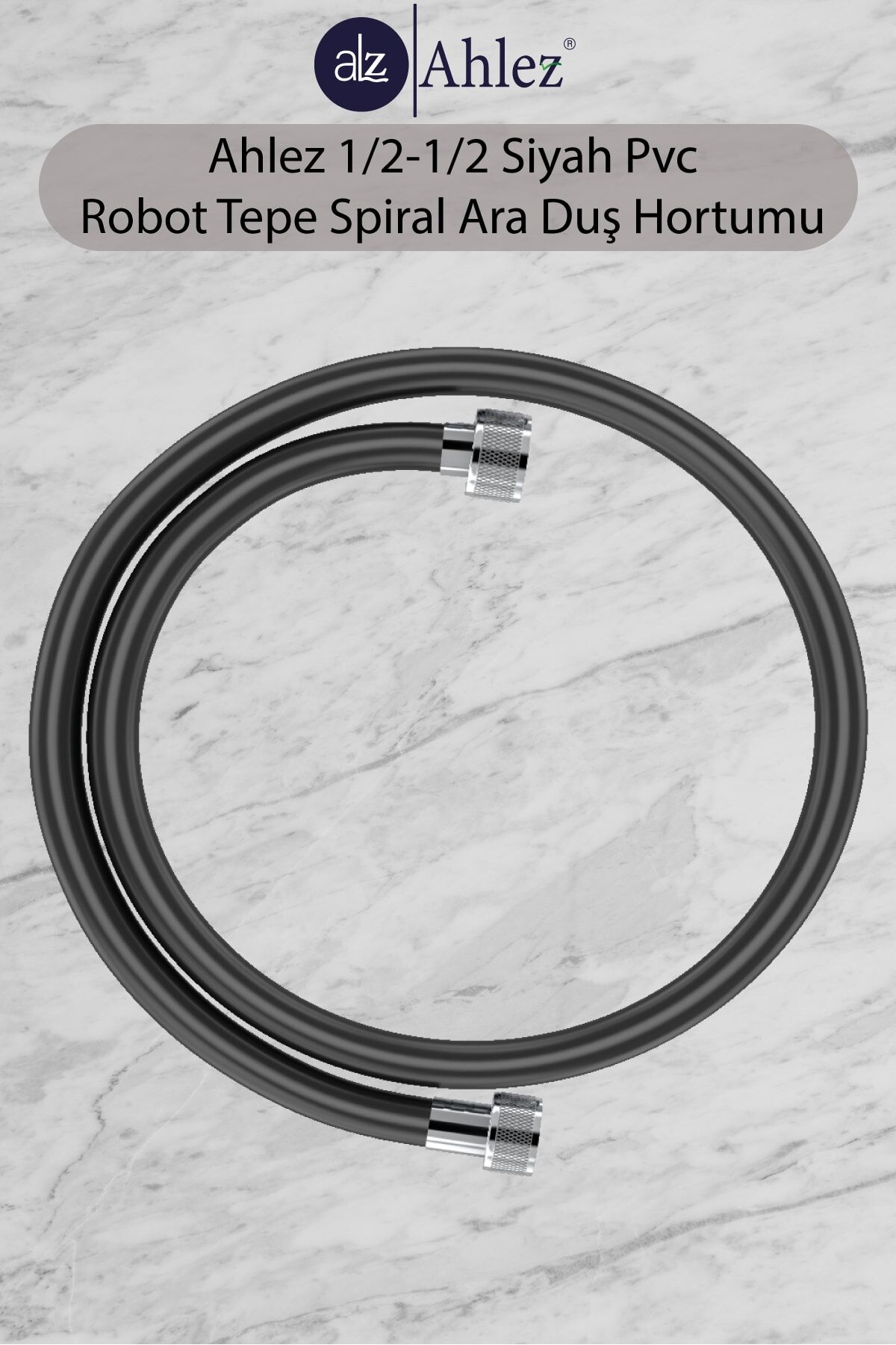 1/2-1/2 Siyah Pvc Kısa Robot Tepe Ara Duş Hortumu 60 Cm