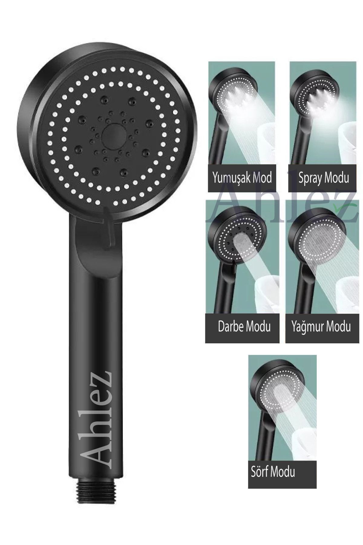 Maxima Siyah Turbo Fan 5 Fonksiyonlu Duş Başlığı El Duşu