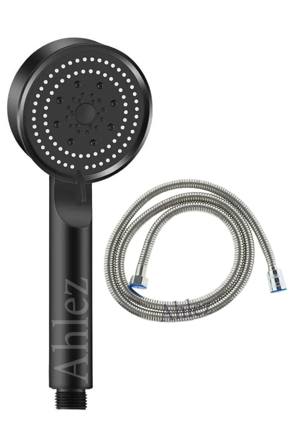 Maxima Siyah Turbo Fan 5 Fonksiyonlu Duş Başlığı Ipli Duş Hortumu Duş Seti