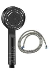 Maxima Siyah Turbo Fan 5 Fonksiyonlu Duş Başlığı Ipli Duş Hortumu Duş Seti