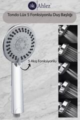 Tondo 5 Fonksiyonlu Duş Başlığı + Duş Hortumu + Duş Askısı Duş Seti