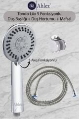 Tondo 5 Fonksiyonlu Duş Başlığı + Duş Hortumu + Duş Askısı Duş Seti