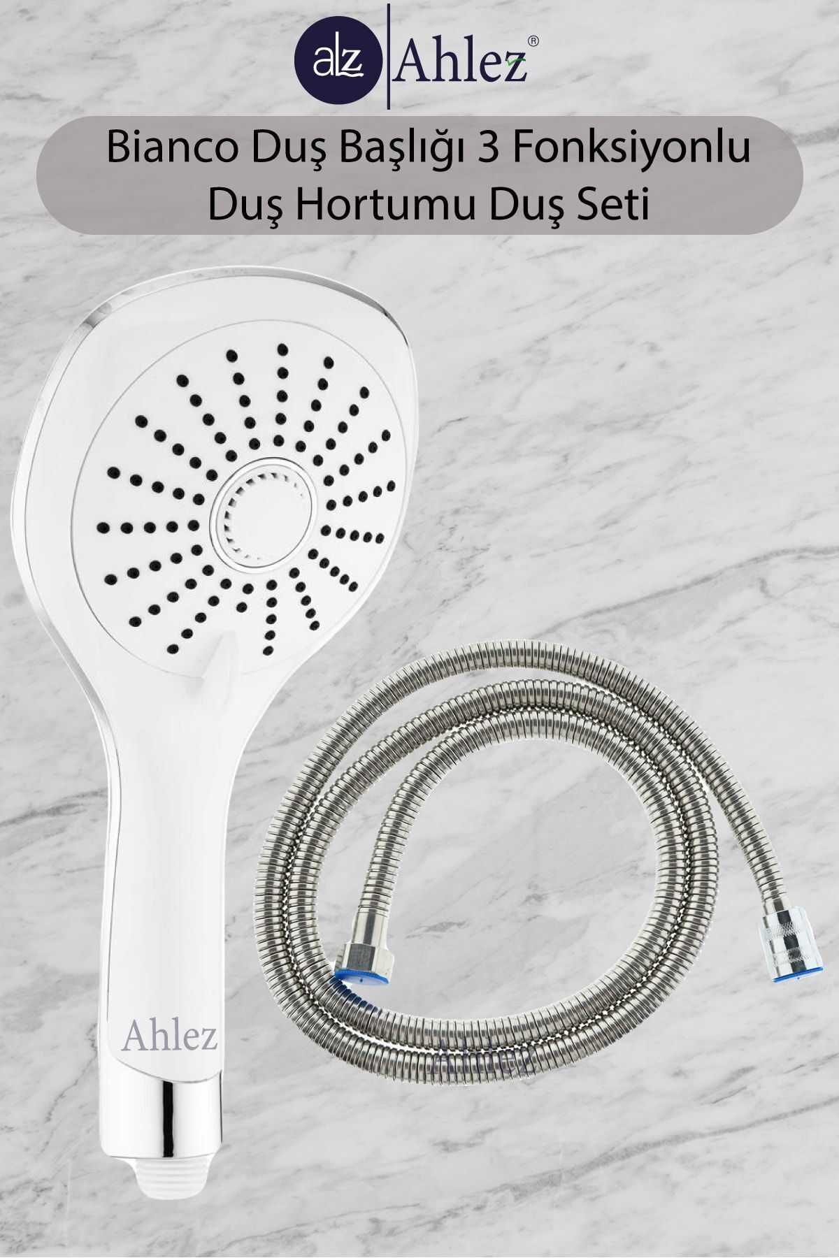 Bianco 3 Fonksiyonlu Duş Başlığı Duş Hortumu Hediyeli