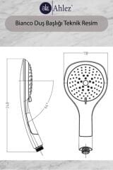 Bianco 3 Fonksiyonlu Duş Başlığı + Duş Hortumu + Vakumlu Mafsal Duş Takımı Duş Seti