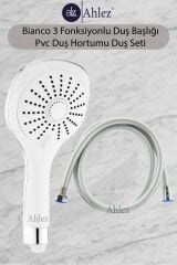 Bianco 3 Fonksiyonlu Duş Başlığı Pvc Spiral Duş Hortumu 160 Cm Duş Takımı Duş Seti