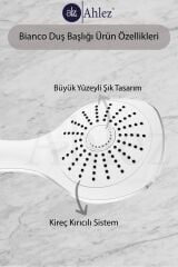 Bianco 3 Fonksiyonlu Duş Başlığı + Pvc Duş Hortumu + Mafsal Duş Seti Duş Takımı