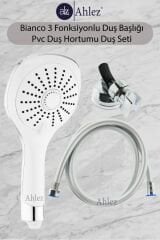 Bianco 3 Fonksiyonlu Duş Başlığı + Pvc Duş Hortumu + Vakumlu Mafsal Duş Takımı Duş Seti