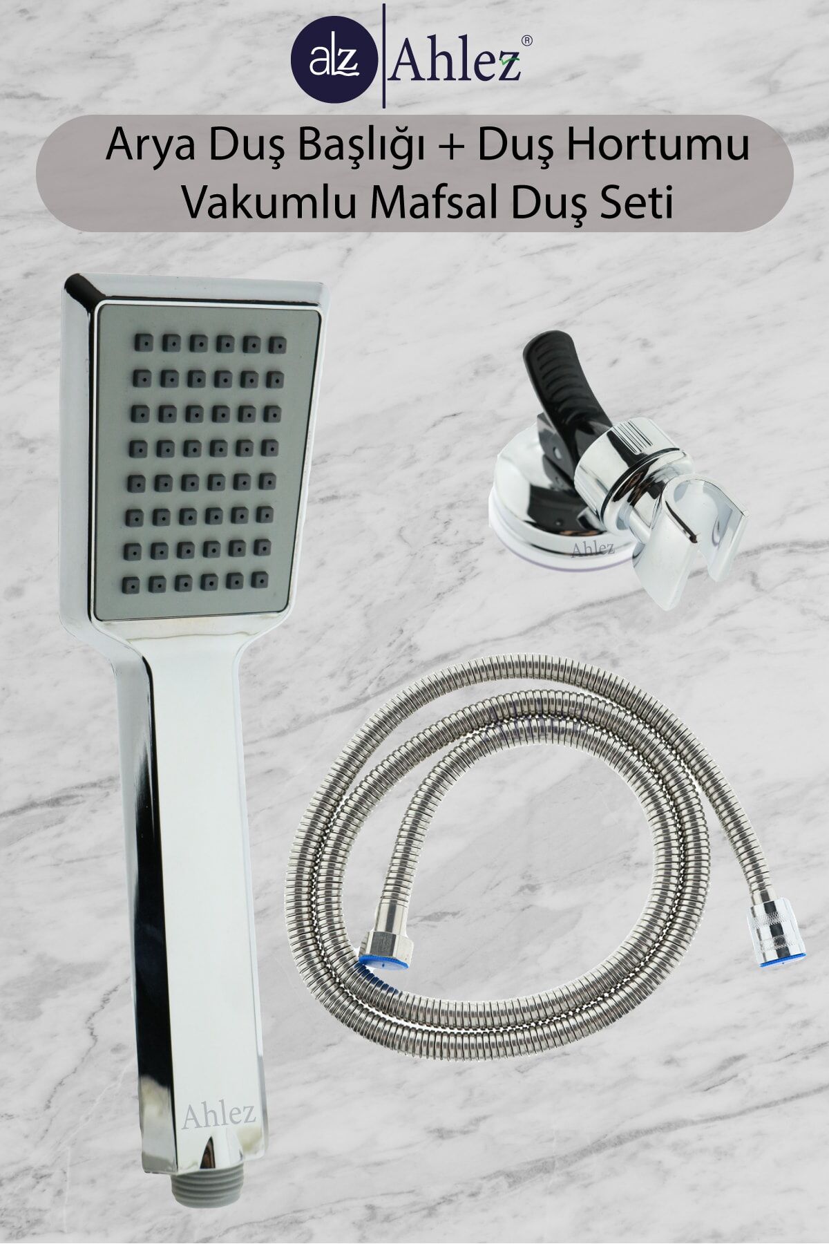 Arya Duş Başlığı + Vakumlu Mafsal + Duş Hortumu Duş Takımı Duş Seti