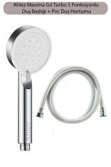 Maxima Krom Turbo 5 Fonksiyonlu Duş Başlığı Ve Pvc Duş Hortumu Duş Takımı Seti