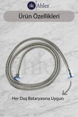 Örgülü Ince Çift Kenetli Kromajlı Lüks Görünümlü Spiral Duş Hortumu 150 Cm