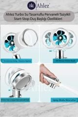 Turbo Pervaneli Jet Fan Duş Başlığı + Duş Hortumu + Vakum Mafsal Duş Seti