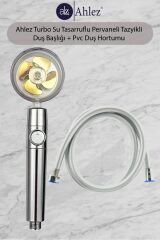 Turbo Pervaneli Duş Başlığı + Pvc Duş Hortumu Duş Takımı Duş Seti