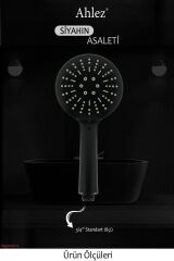 Star 3 Fonksiyonlu Duş Başlığı + Siyah Pvc Duş Hortumu + Siyah Mafsal Duş Takımı