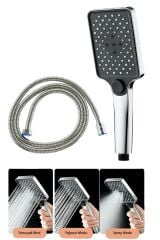 Aqua Kare 3 Fonksiyonlu Duş Başlığı Ve Duş Hortumu Duş Seti