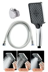Aqua 3 Fonksiyonlu Kare Duş Seti – Duş Başlığı 150 Cm Pvc Hortum Krom Mafsal