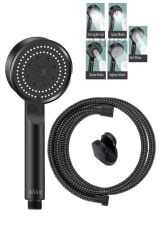Maxima 5 Fonksiyon Duş Başlığı , Siyah Duş Hortumu ve Mafsal Duş Seti