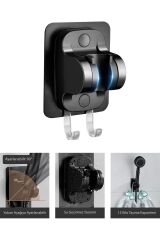 Siyah Kare El Duşu , Askılıklı Siyah Yapışkanlı Mafsal ve Örgülü Duş Hortumu Seti