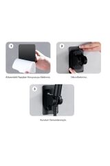 Gediz Fonksiyonlu Duş Başlığı , Lifli Siyah Yapışkanlı Mafsal ve Örgülü Duş Hortumu Seti