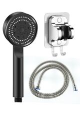 Maxima 5 Fonksiyonlu Duş Başlığı , 3M Yapışkanlı Mafsal ve Örgülü Duş Hortumu Duş Seti