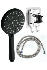 Star Fonksiyonlu Duş Başlığı , 3M Yapışkanlı Mafsal ve Duş Hortumu Seti