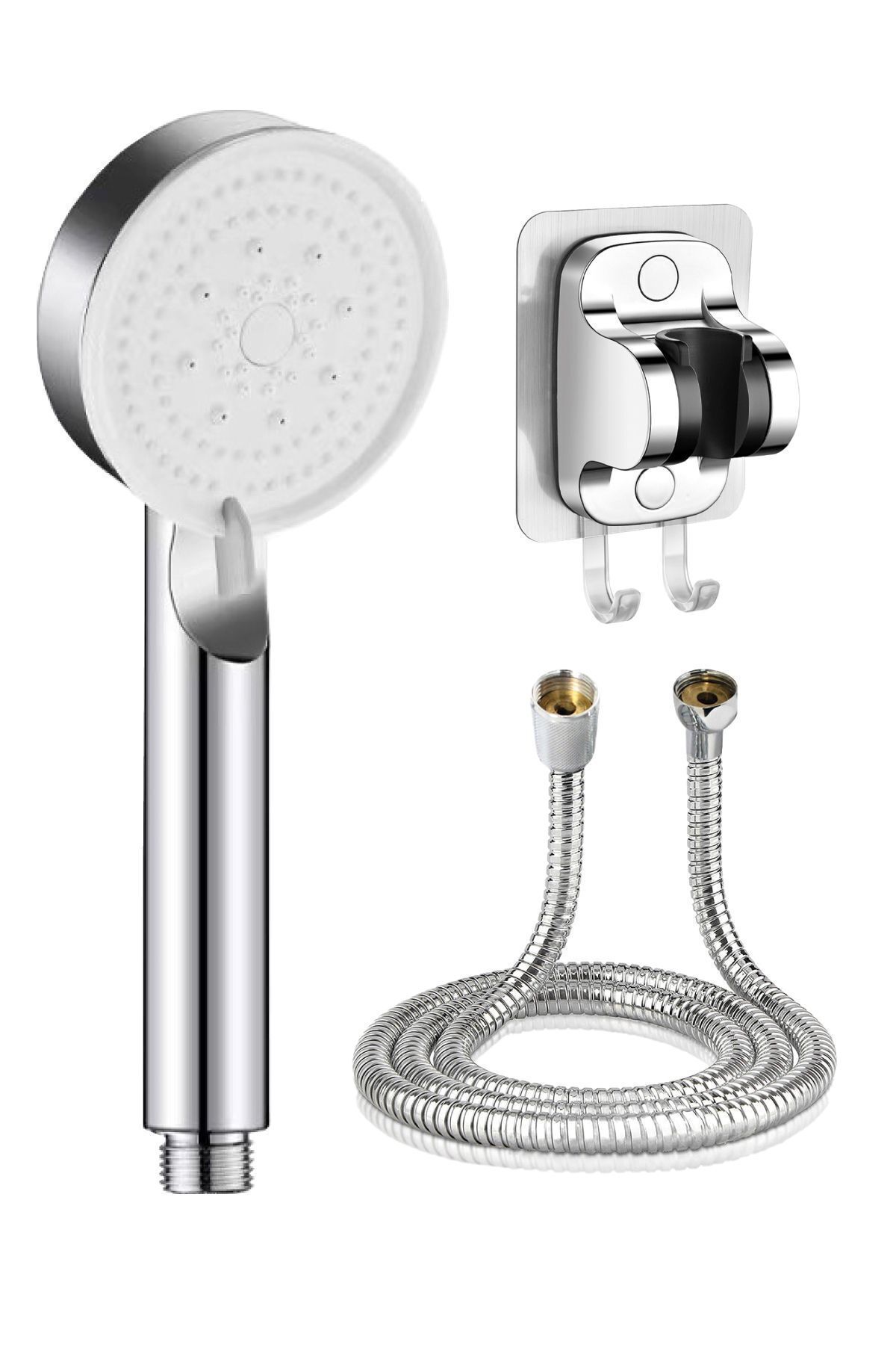 Maxima Krom 5 Fonksiyonlu El Duşu , Yapışkanlı Duş Mafsalı ve Duş Hortumu 3'lü Duş Seti