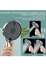 Yeni Güçlü Püskürtme Modlu 4 Fonksiyonlu Siyah Büyük Panel Krom Gövde Yüksek Basınçlı