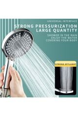 Siyah Yuvarlak 3 Fonksiyonlu El Duşu ,Siyah Örgülü Hortum ve Yapışkanlı Mafsal 3'lü Set