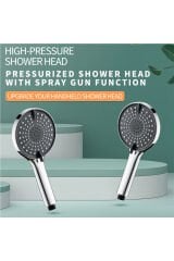 Siyah Yuvarlak 3 Fonksiyonlu Duş Başlığı El Duşu ve Pvc Yüksek Kalite Duş Hortumu Duş Seti