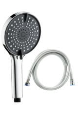 Siyah Yuvarlak 3 Fonksiyonlu Duş Başlığı El Duşu ve Pvc Yüksek Kalite Duş Hortumu Duş Seti