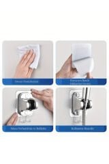 Siyah Yuvarlak 3 Fonksiyonlu Duş Başlığı , Pvc Duş Hortumu ve Yapışkanlı Mafsal 3'lü Duş Seti