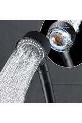 Siyah Turbo Pervaneli 5 Fonksiyonlu Duş Başlığı Siyah Duş Hortumu 150 Cm Ve Mafsal Set