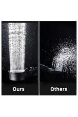 Siyah Turbo Pervaneli 5 Fonksiyonlu Duş Başlığı Siyah Duş Hortumu Ve Mafsal Duş Takımı Duş Seti