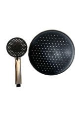 Siyah Yuvarlak Tepe Yağmurlama Robot Tepe Başlığı Ve 5 Fonksiyonlu El Duşu Duş Seti